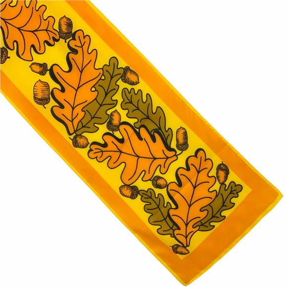 Vtg. Nasharr Freres Polyester Scarf w/Autumn Motif Made in Japan - 43" x 9.75" - Picture 2 of 5